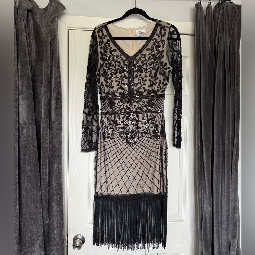 Unique Vintage Beaded Fringe Dress